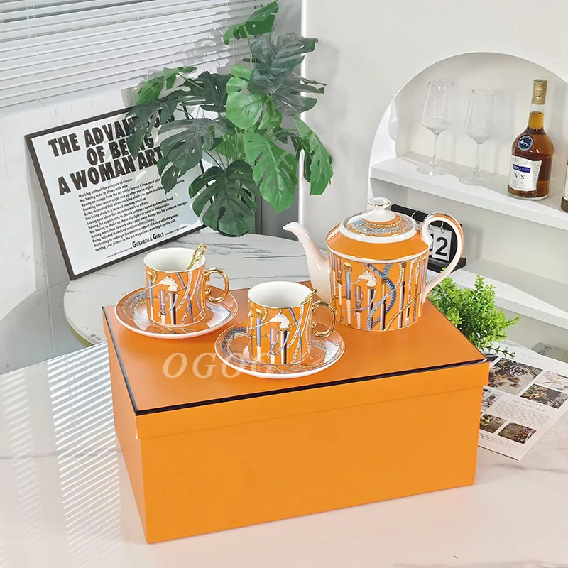 

Luxury Bone China Coffee Tea Set High-Appearance Scepter Series Afternoon Tea Tableware Home Use Coffee Set