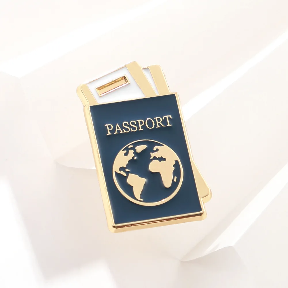 Passport Plane Earth Adventure Travel Life Enamel Pin Brooch Travel Pilot Denim Jackets Lapel Backpack Badges Accessories