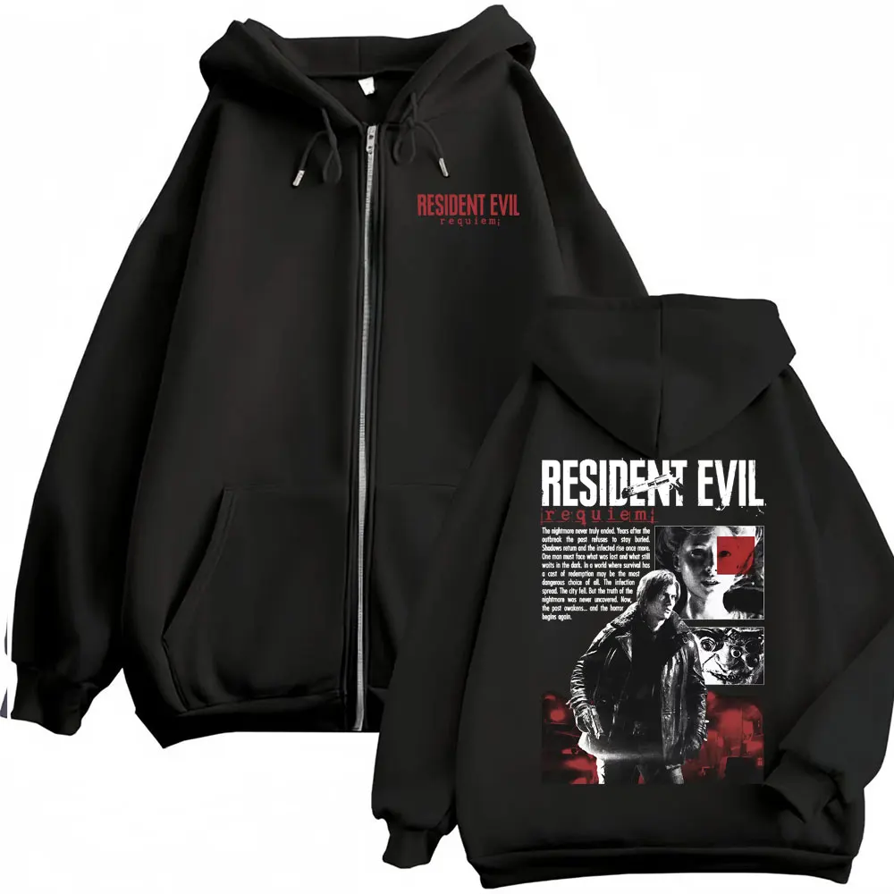 Limited Leon Kennedy Zipper Hoodies Mäntel Resident Evil Requiem Zip Up Hoodie Herren Damen Harajuku High Street Jacke Sweatshirts
