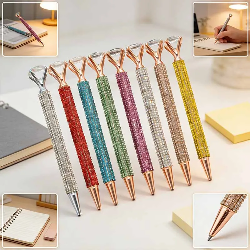 

5pcs Ballpoint Pen Luxury Rhinestone Cute Wedding Rose Golds Metal Stationery School Office Supply High Quality Pens