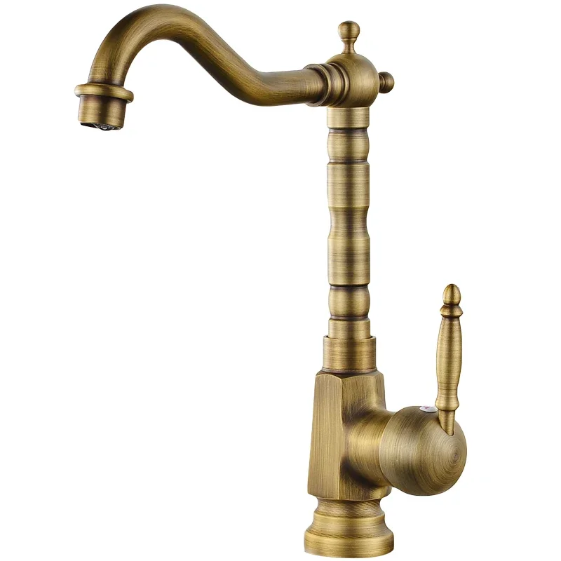 

Antique Kitchen Faucet 360 Swivel Sink Mixer Tap Fashion Gold Sink Copper Hot And cold Basin Tap