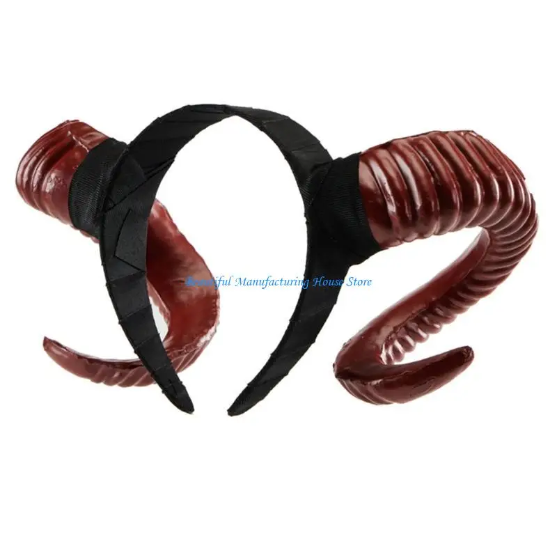

E56A Simulation AntelopeHorn Hairhoop Halloween Party Costume Headpiece for Adult
