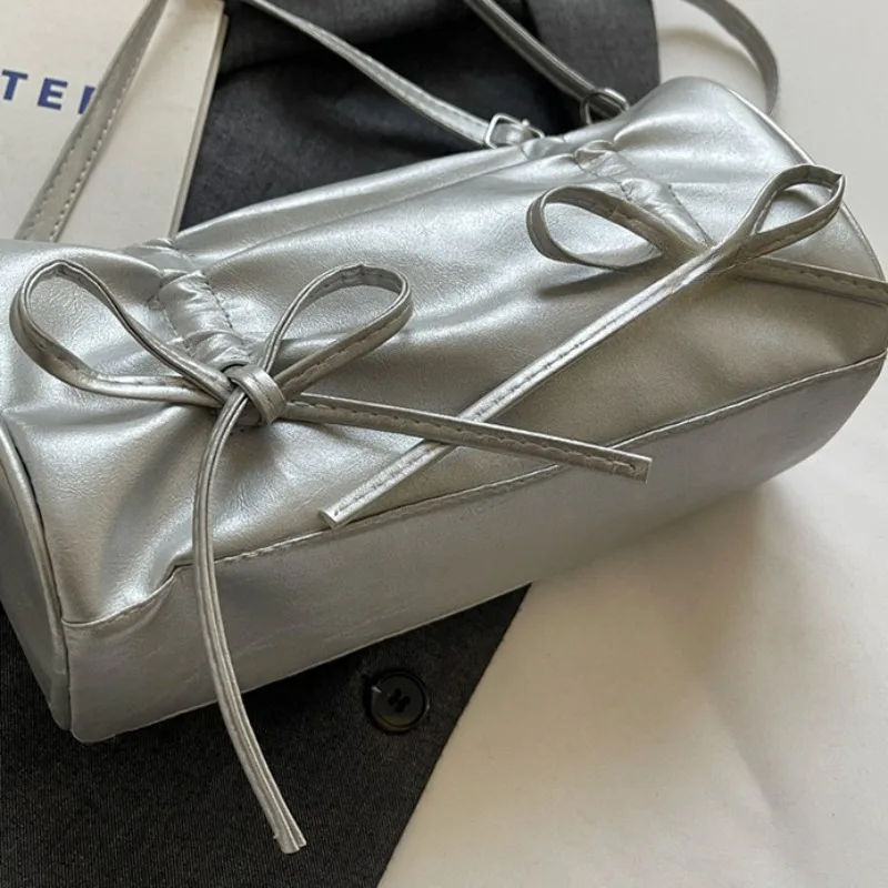 Leather Crossbody Bags Women Fashion All-match Bow Handbags Large Capacity Commuter Office Lady Underarm Shoulder Bag Bolsos