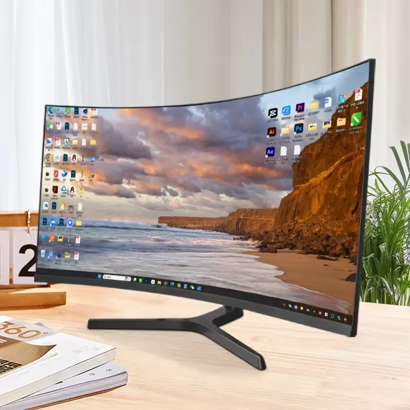 FY 34 Inch Curved Frameless Gaming Monitor 165Hz 4K High Refresh Rate PC Display For Desktop Gaming & Office Home Use