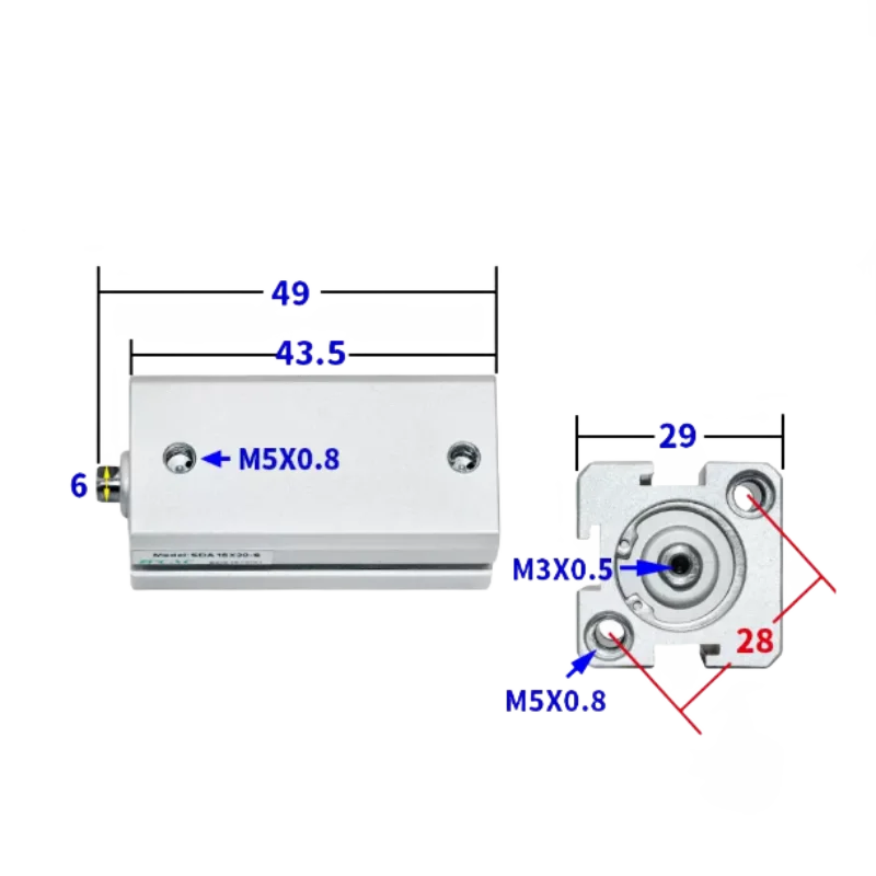 Pneumatic Cylinder 50mm Bore 200mm Stroke Different Types Of Pneumatic Cylinder Air Tank 80 Gallon SDA16-15-S