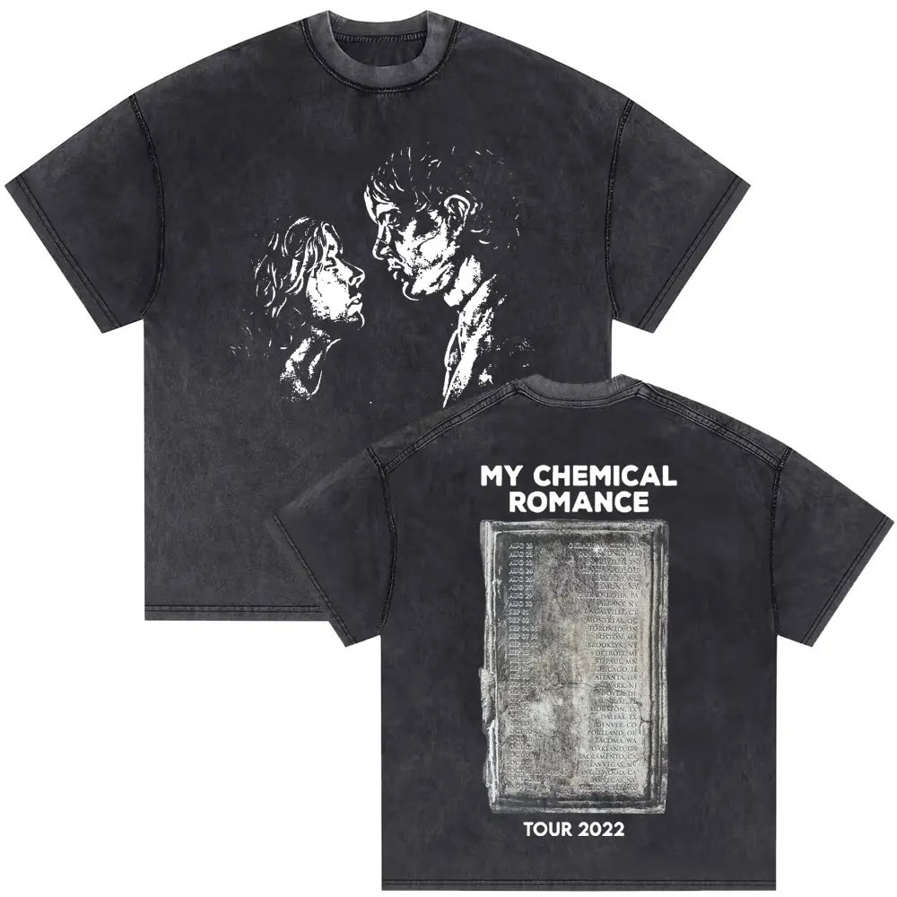 

Washed Vintage Rock Band My Chemical Romance Tshirt The Black Parade Tour 2022 T Shirt Men Women Casual Oversized Black T-shirt