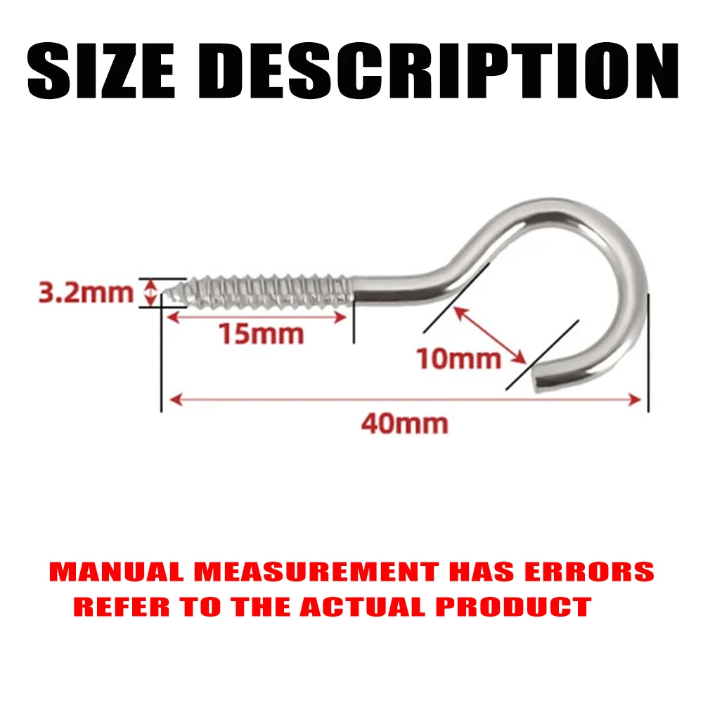 Stainless Steel Self Tapping Hanging Eyebolt  Hooks Screw Hooks Ceiling Cup Hooks Metal Screw-in Hook Heavy Duty Ring Screws M3