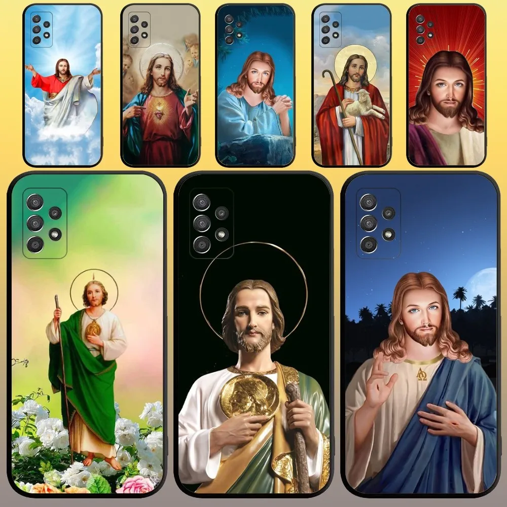 San Judas Phone Case for SamsungA 91,80,73,72,71,70,53,52,51,42,41,40,32,31,30,22,21,20,13 S 4G 5G Soft Black Case