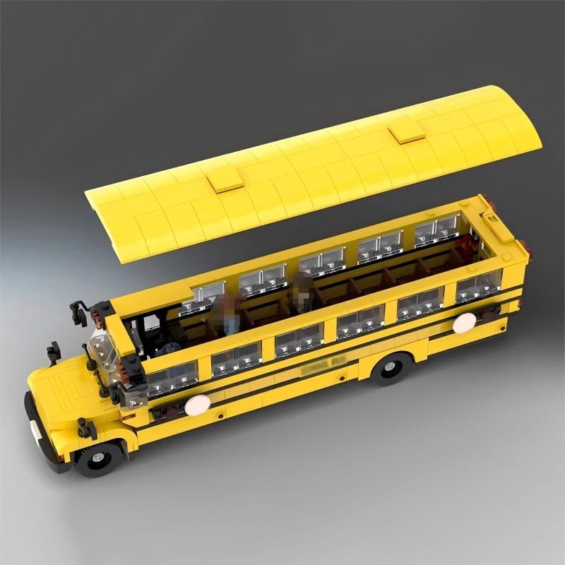 MOC Creative Design Yellow School Bus Toy Building Block Model DIY Children's Educational Assembly Toy Birthday Gift Decoration