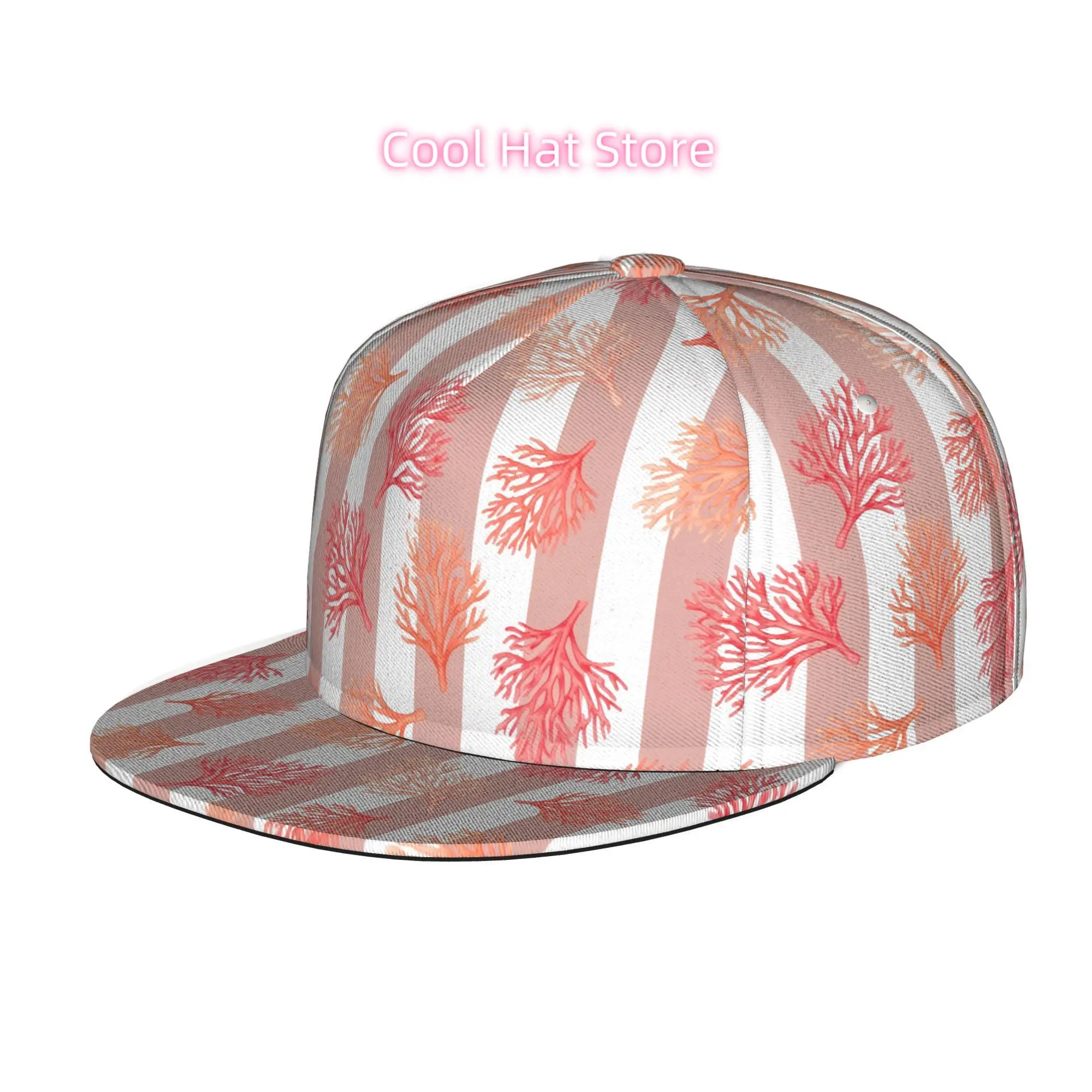 Baseball Caps for Both Men And Women Featuring a Coral Pattern, Adjustable Snap Brim, And a Flat-Top Style - Ideal for Casual Ou