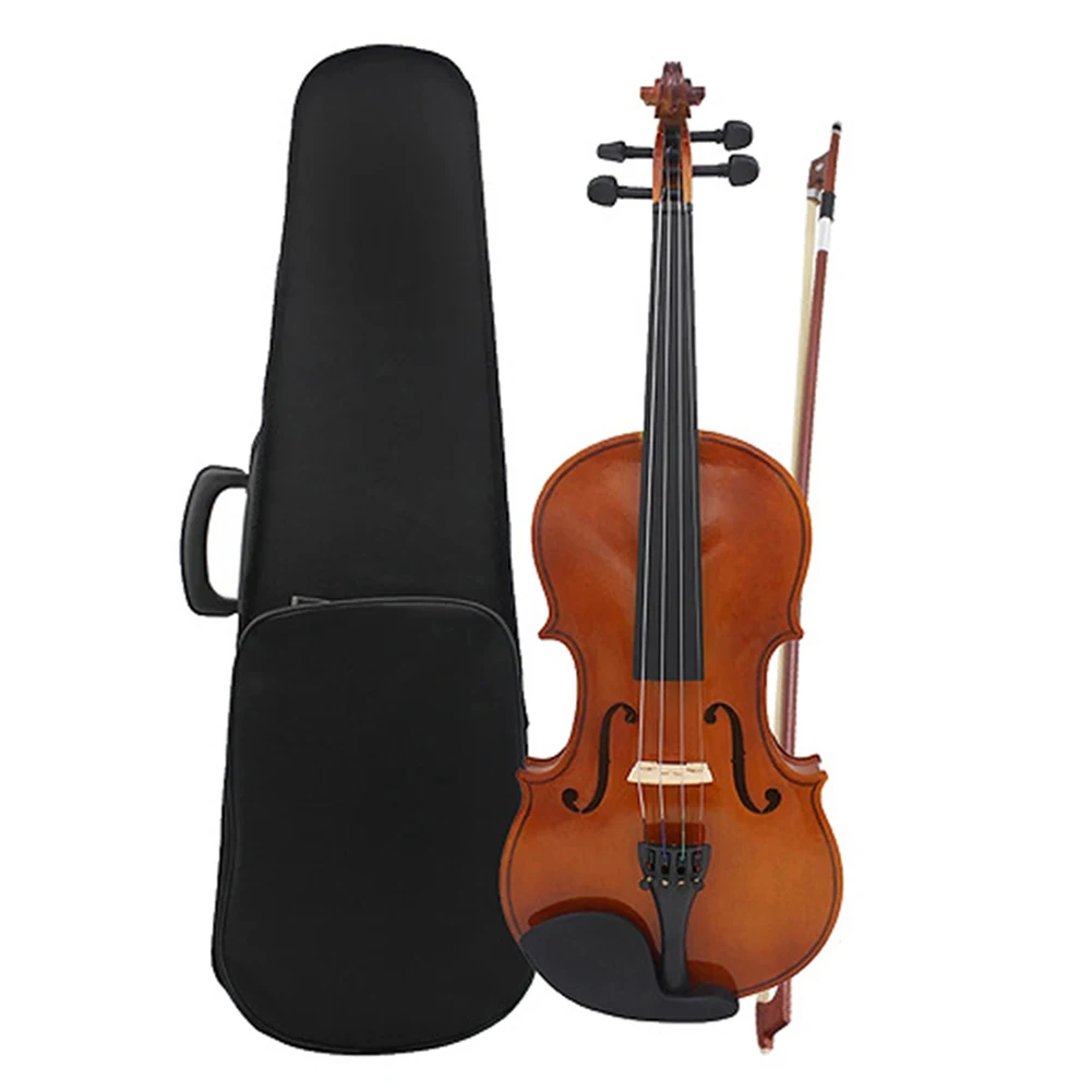 4/4 Full Size Solid Wood Violin Set with Case Bow Extra Strings Rosin Tuner Violin 4/4 Full Set for Beginners Kids & Adults