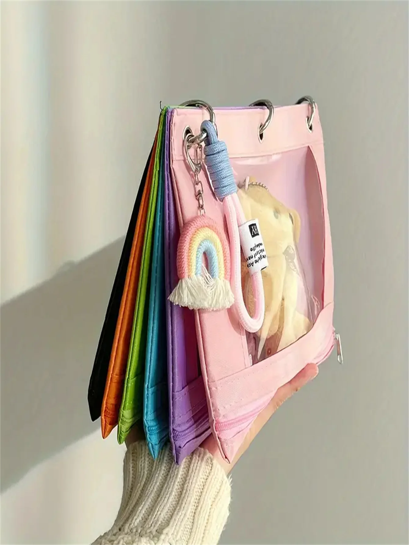 PVC Oxford Fabric Rainbow Storage Bags Mini Toy Bags Travel Portable Fashionable Cute Rainbow Waterproof Children's Storage Bags