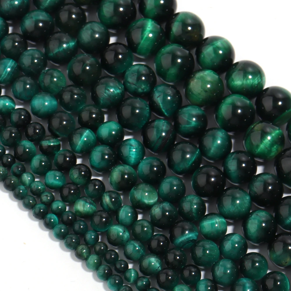 1 Strand Natural Green Tiger Eye Beads 4/6/8/10/12mm Round Loose Stone Bead for Jewelry Making DIY Bracelet Necklace Wholesale