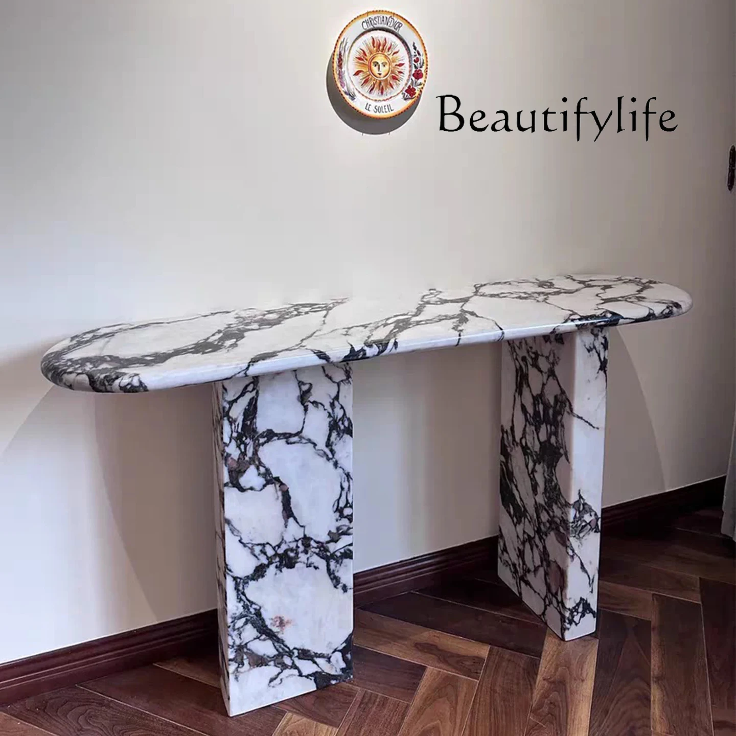 

French Vintage Caraca Purple Medieval Marble Entrance Table Caracatta Purple Oval Entrance Door