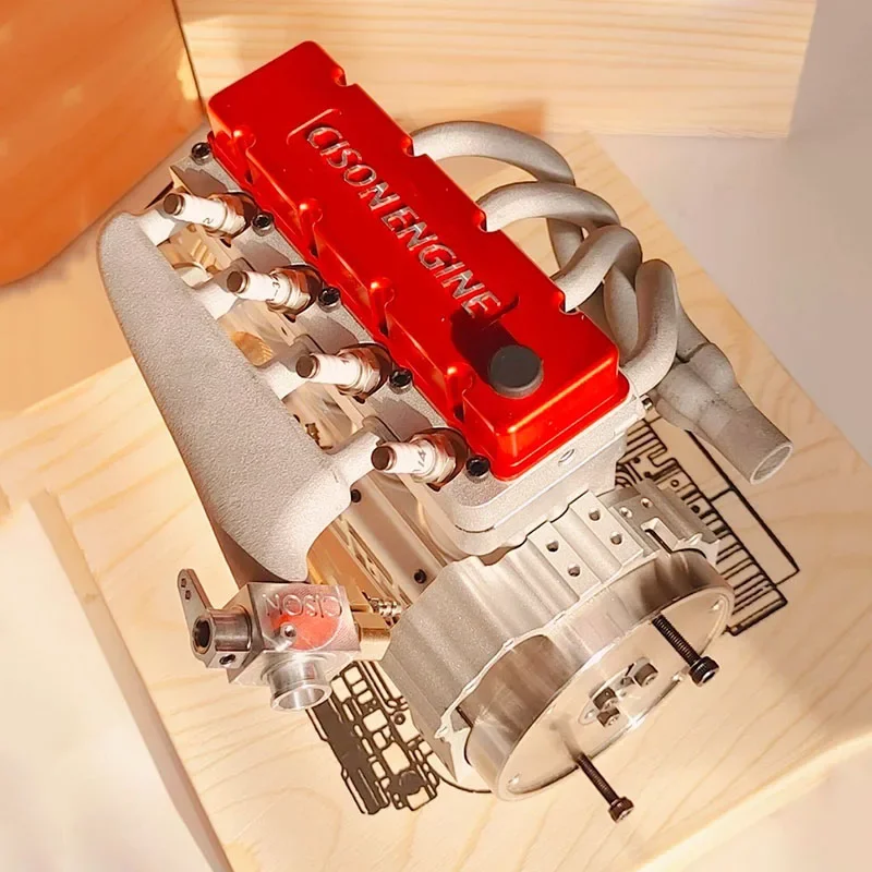 CISON Inline Viertakt Benzinemotor Model 17CC Metalen L4-175 V4 Motor Verbrandingsmotor voor RC Auto's Schepen speelgoed Gift