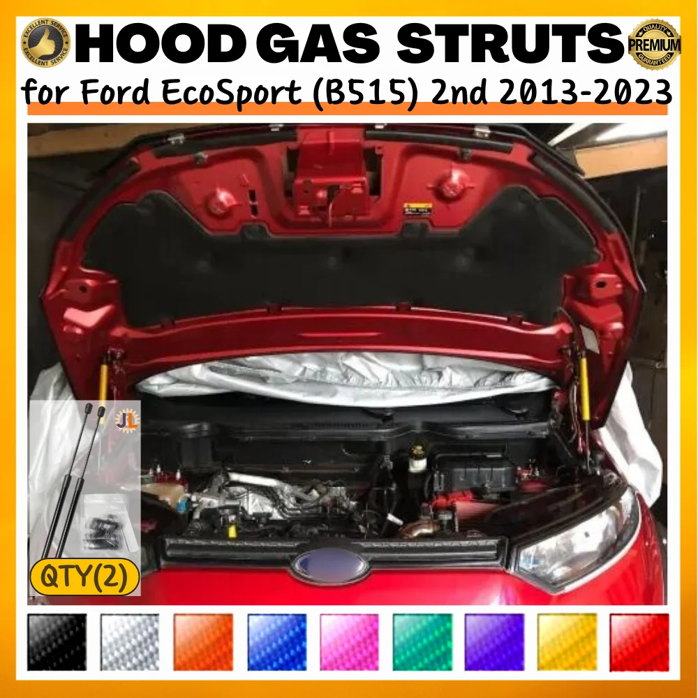 

Qty(2) Hood Struts for Ford EcoSport (B515) 2nd 2013-2023 Front Bonnet Modify Gas Springs Shock Absorber Lift Supports Dampers