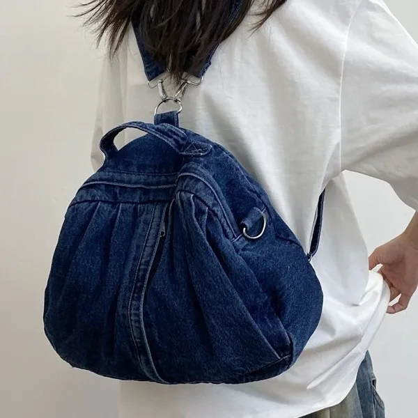 Fashion Backpack Women Shoulder Bag for Teenage Girls Multi-Function Bagpack Ladies Travle Denim female Backpacks blue