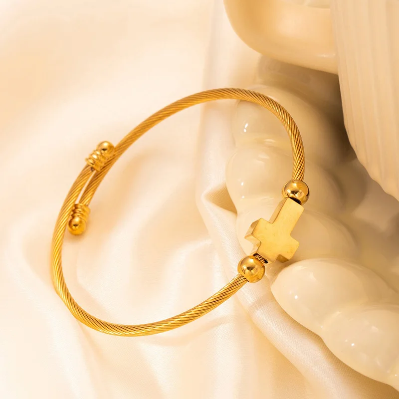 1 قطعة حبل أسلاك الفولاذ المقاوم للصدأ الصليب سوار الاتجاه الإبداعي بسيط الصليب سوار قابل للتعديل افتتاح المجوهرات هدية جديد #3