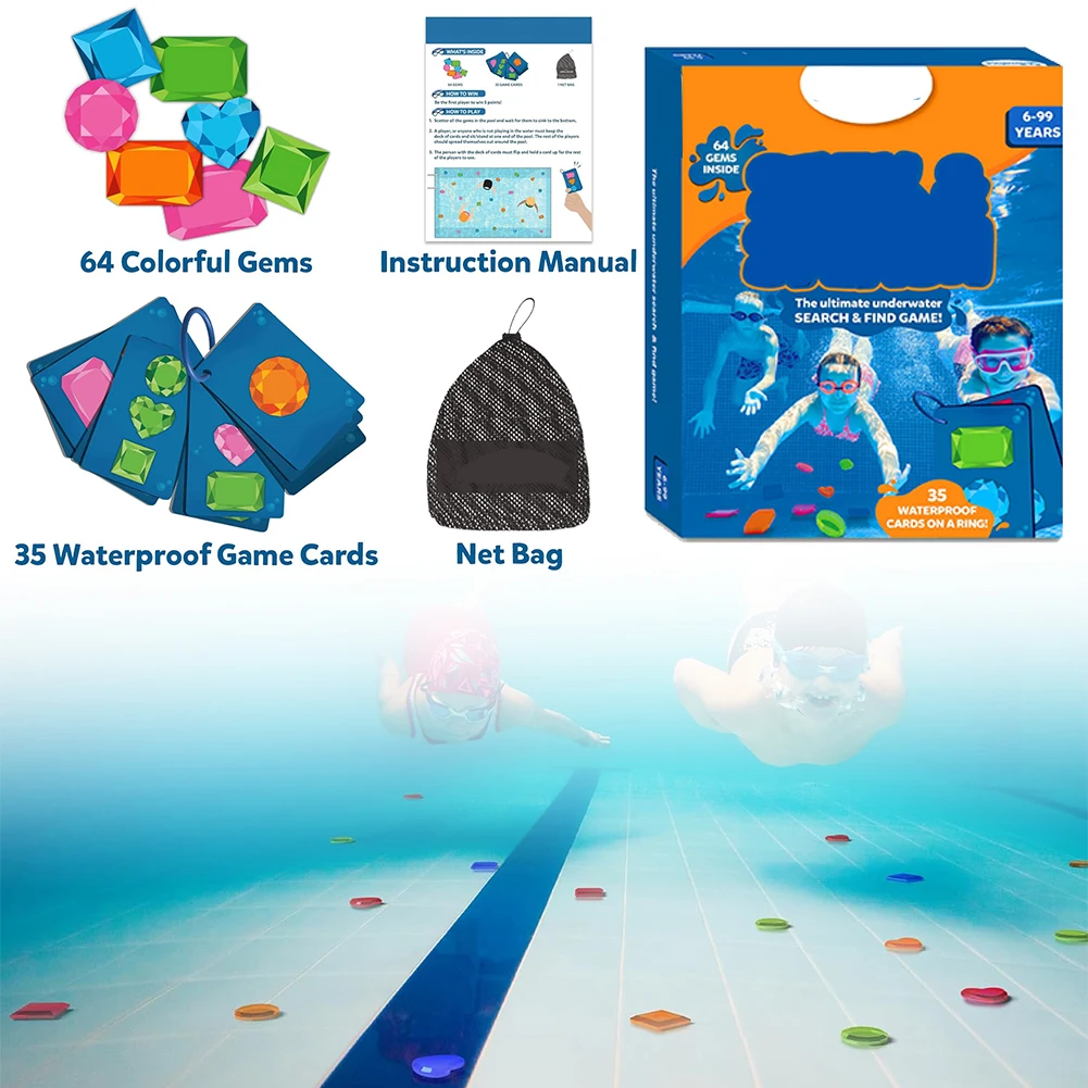 Le jeu d'aventure sous-marine ultime, jouets de plongée en piscine de pierres précieuses colorées, jeux d'apprentissage, activités de plein air pour piscine d'été