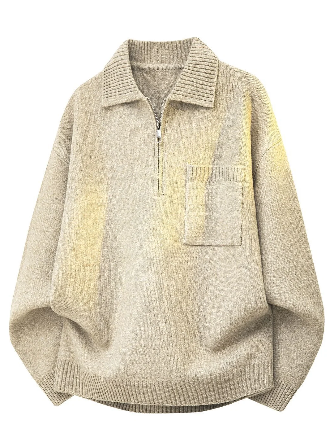 Men Women Vintage American Style Zip Collar Pullovers Sweater Unisex Casual Loose Thick Knitwear Autumn Winter Coat