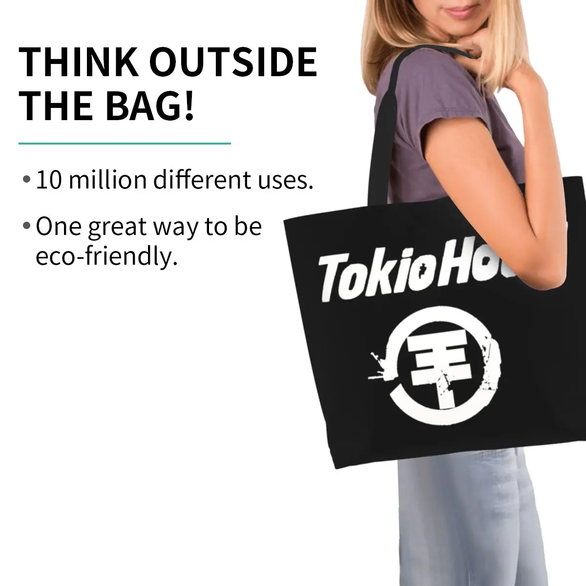 Tokio Hotel Logo Shopping Tote Bag Canvas Large Capacity Shoulder Bags Shopper Grocery Handbag for Women