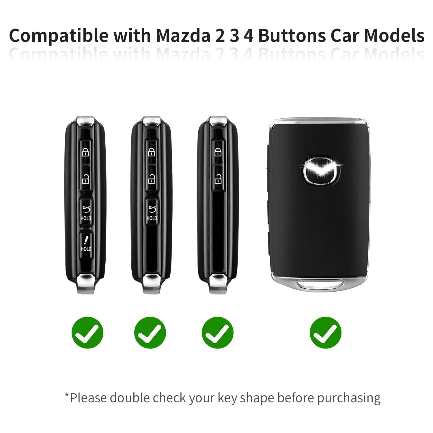 Carbon Fiber Key Fob Cover Case Protector For Mazda 6 CX-3 CX-30 CX-5 CX-50 CX-9 CX-90, Key Shell Chain For Mazda 3 Hatchback