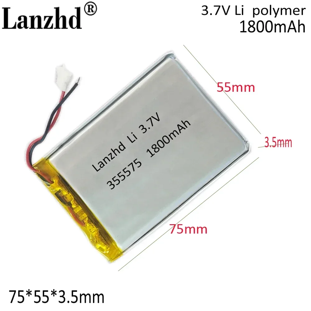 

355577 3.7V 1800mah Lithium polymer Battery with Protection Board For MP4 GPS Tablet PCs PDA Free Sh 405577 365575