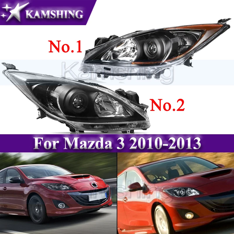 1pair US Version Front Bumper Headlight For Mazda 3 2010-2013 Front Head Light Headlamp Head Lamp just fits for left hand drived