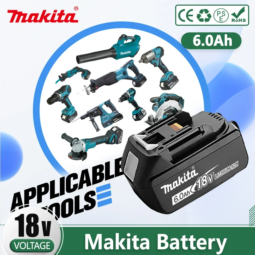 

100% Makita Original 18V 6000mAh Lithium ion Rechargeable Battery 18v drill Replacement Batteries BL1860 BL1830 BL1850 BL1860B