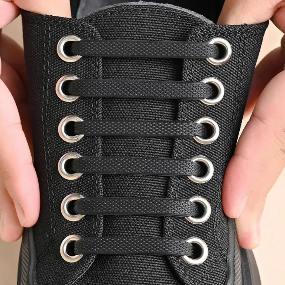 16pcs/lot Silicone Shoelaces No Tie Shoelaces 2 Colors Elastic Lace Shoelace Creative Lazy Silicone Laces Rubber Lace