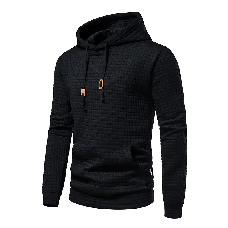 

New men's casual hooded sweatshirt (with jacquard fabric) bathroom printed checkered clothing, fitness outdoor sports running ho