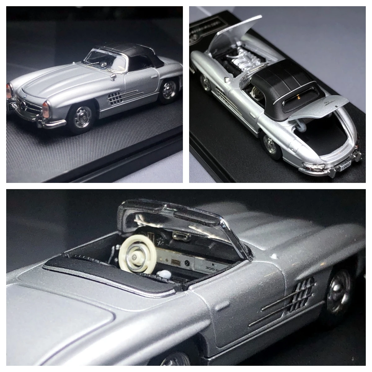 

GFCC 1:64 MB 300 SL Roadster Convertible silver soft top Diecast Model Car Collection Limited Edition Hobby Toys