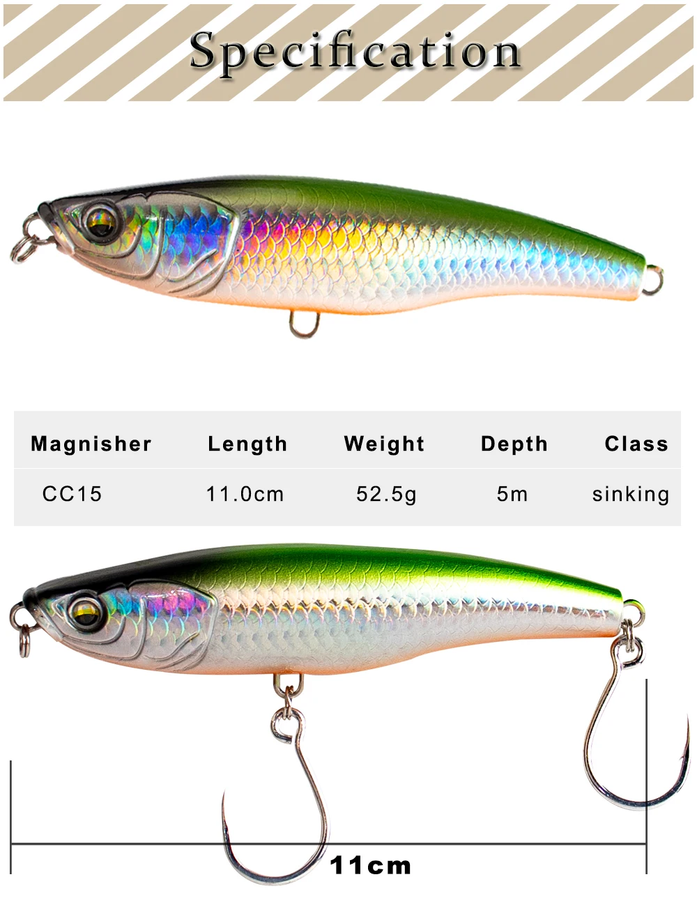 Magnisher طويل الصب قلم رصاص الطعوم الصيد البحري التصيد الطعم الاصطناعي 11 سنتيمتر 52.5 جرام غرق الصيد السحر تمايل ل التونة باس #2