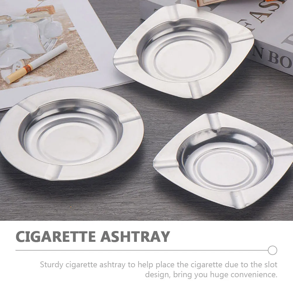 

12 Pcs Ashtray Stainless Steel Drop Resistant Square Shape Easy Clean Home Hotel Smoke Tray for Smokers