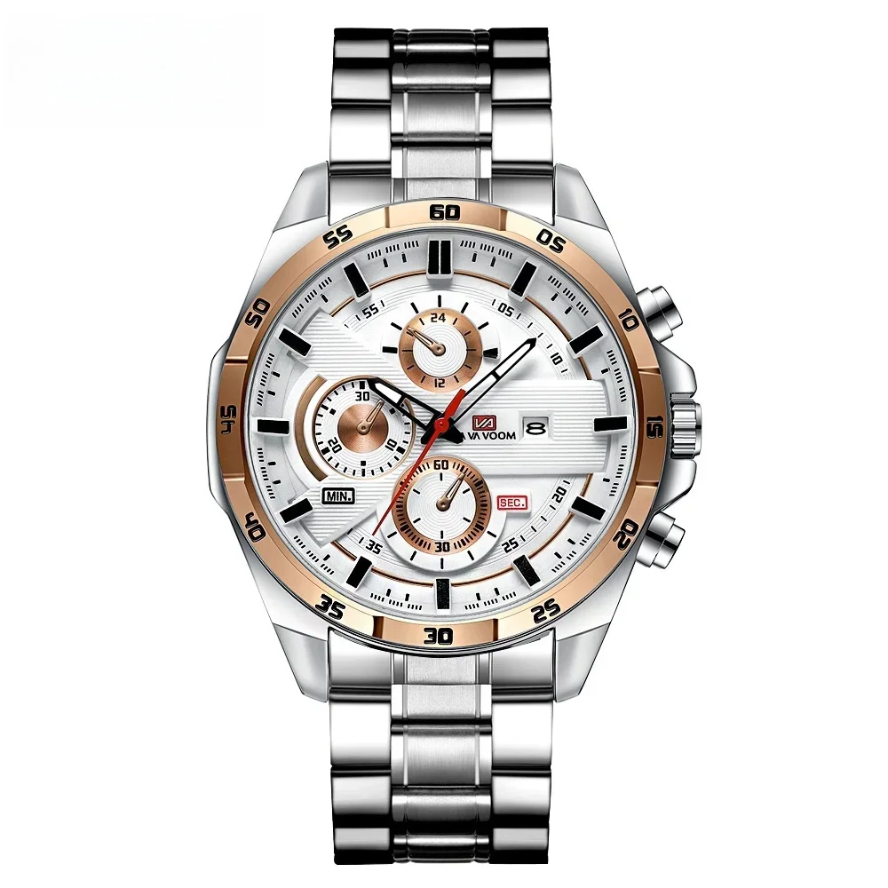 Fashion Men's Watch, Stainless Steel Strap Calendar Sports Quartz Watch, Ideal Choice For Gifts