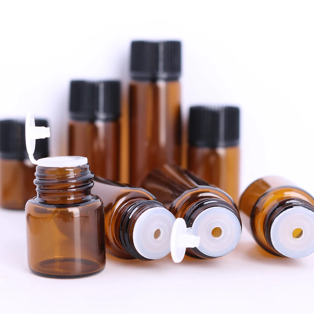 New 8pcs/pack 1 2 3 5ml tea color essential oil bottle aromatherapy bottle mini portable sample bottle glass bottle