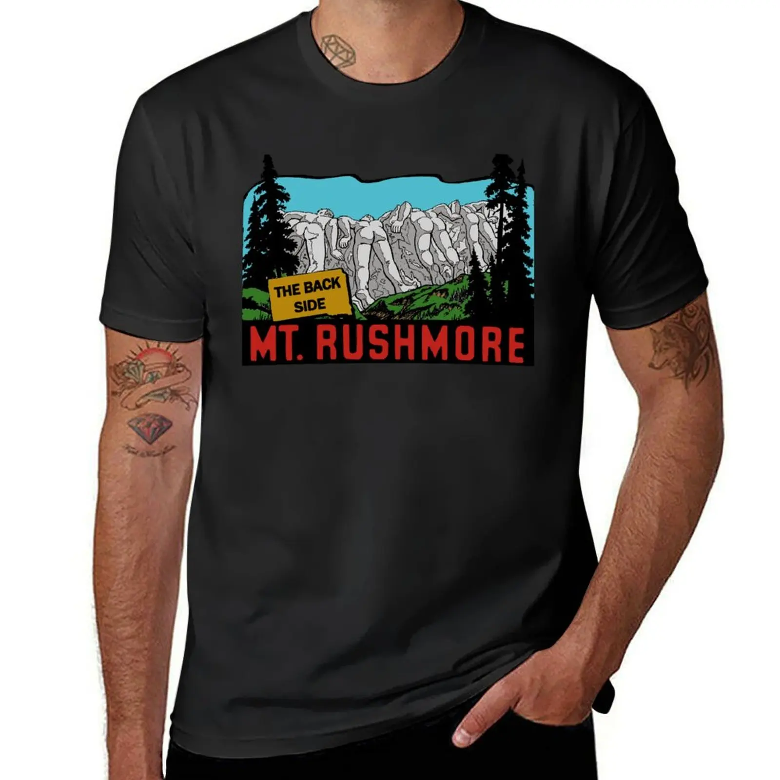 

Funny Mt. Rushmore Backside Decal T-Shirt quick-drying summer tops mens workout shirts
