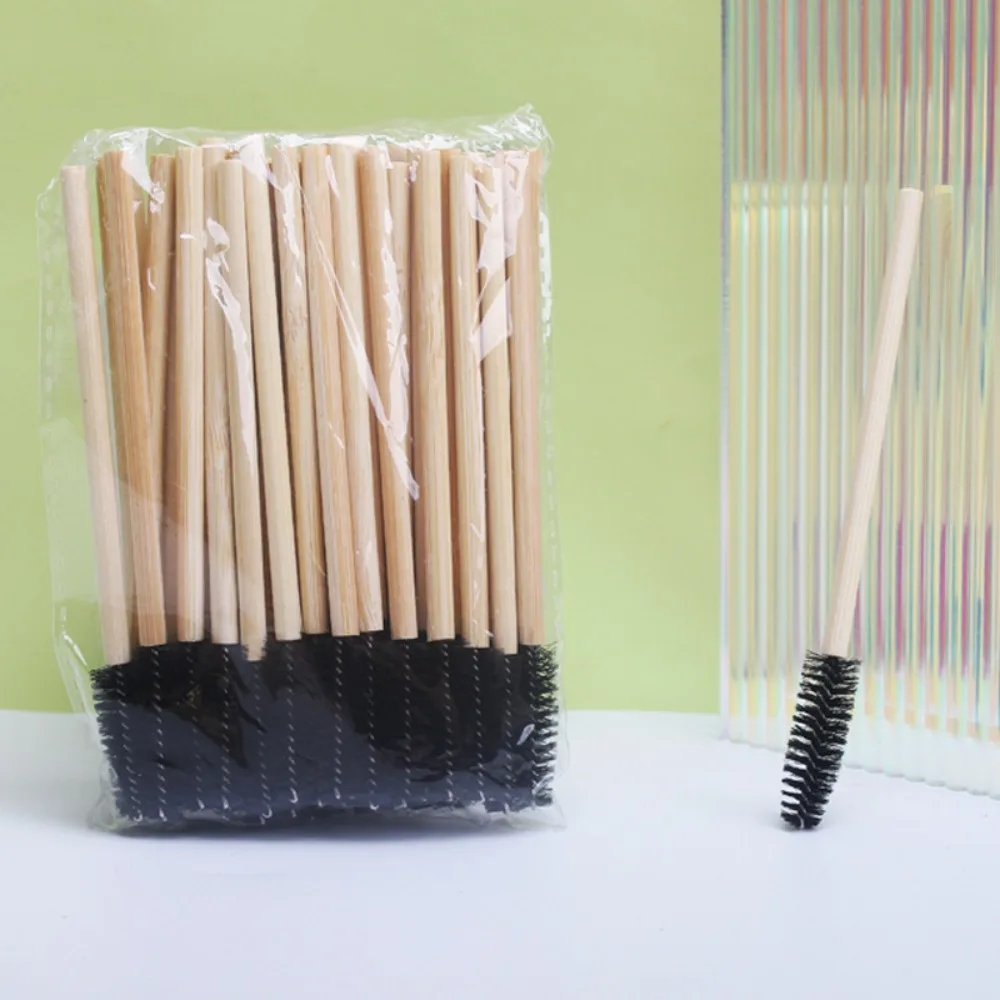50 stuks/zakje Wimperborstels Make-upborstels Wegwerp Bamboe Handvat Mascara Borsteltjes Applicator Wimperborstel Wimperverlenging Gereedschap