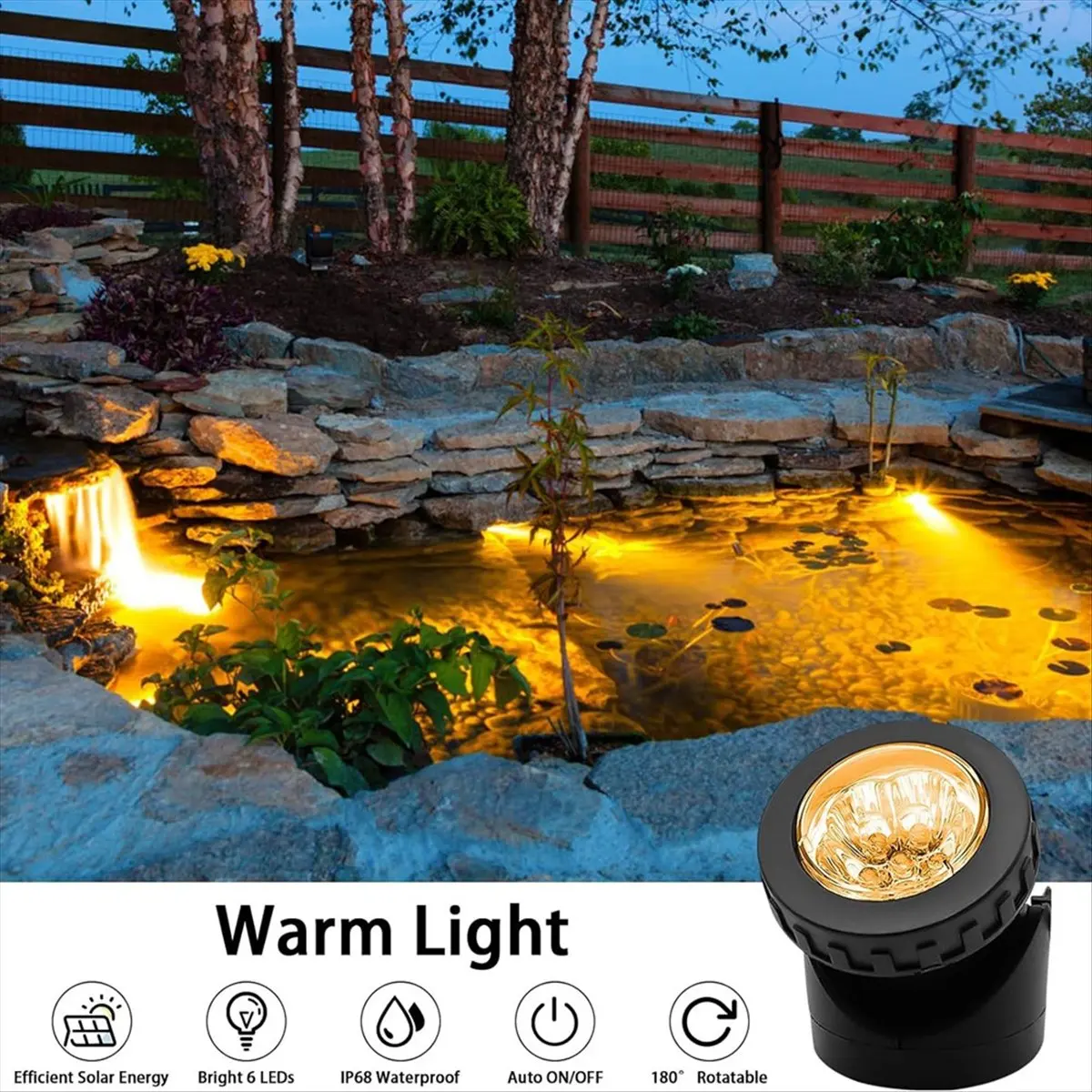 ABFS Solar Pond Spotlights, LED Solar Underwater Lights with Dual Head Waterproof Submarine Landscape Spotlight Lighting A