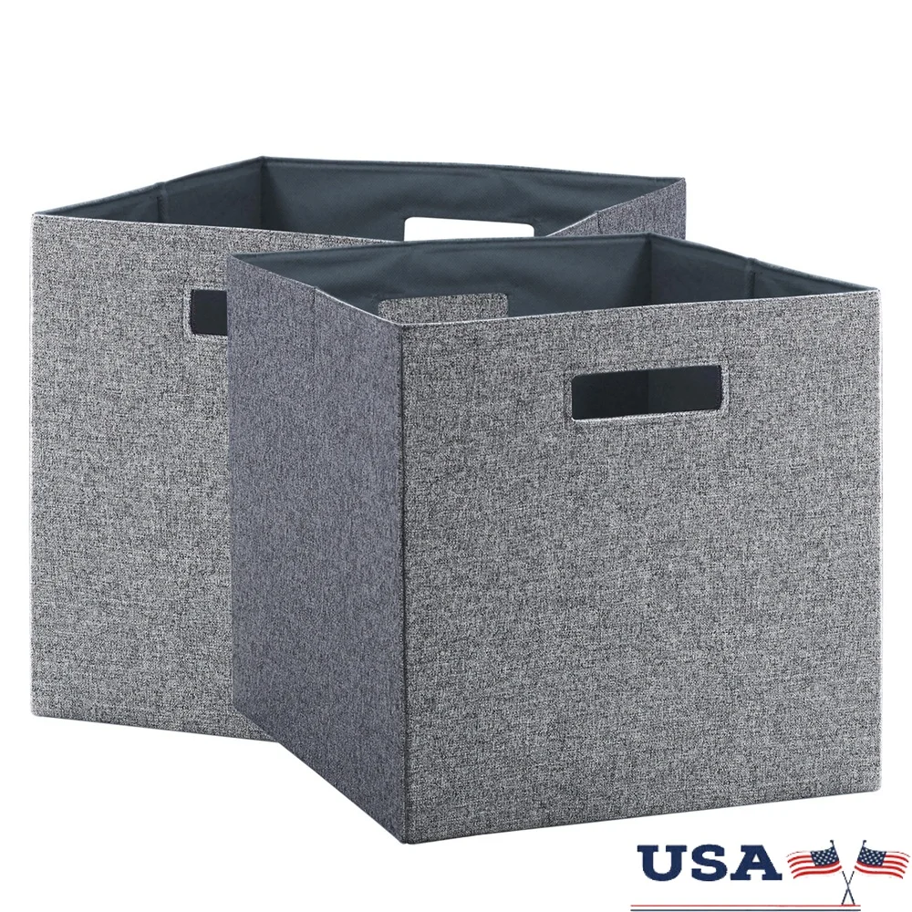 

Fabric Cube Storage Bins 2 Pack Versatile Storage Documents Toys Clothes Office Home Collapsible with Handles Indoor Use