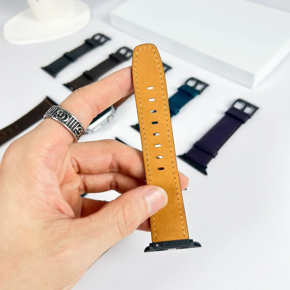 

for Apple Watch Band High Quality Leather Strap Men for Series 9 7 8 3456 SE Ultra 2 49mm 44mm 40mm Watch Band 45mm 41mm 38 42mm