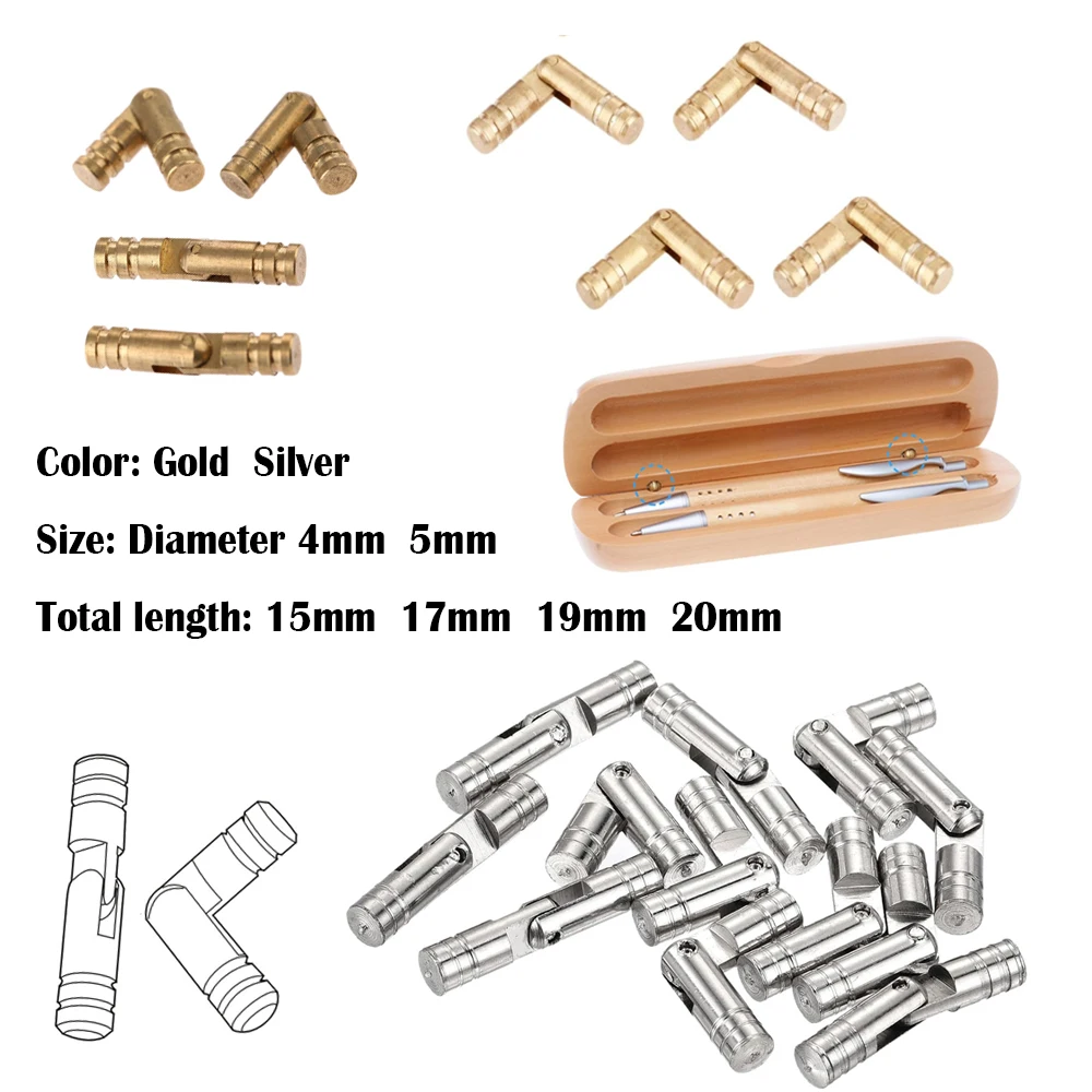 10Pcs Invisible Barrel Hinges, Brass Coppers Concealed Cabinet Hinges for Jewelry Box Furniture Hardware, Hidden Cylinder Design
