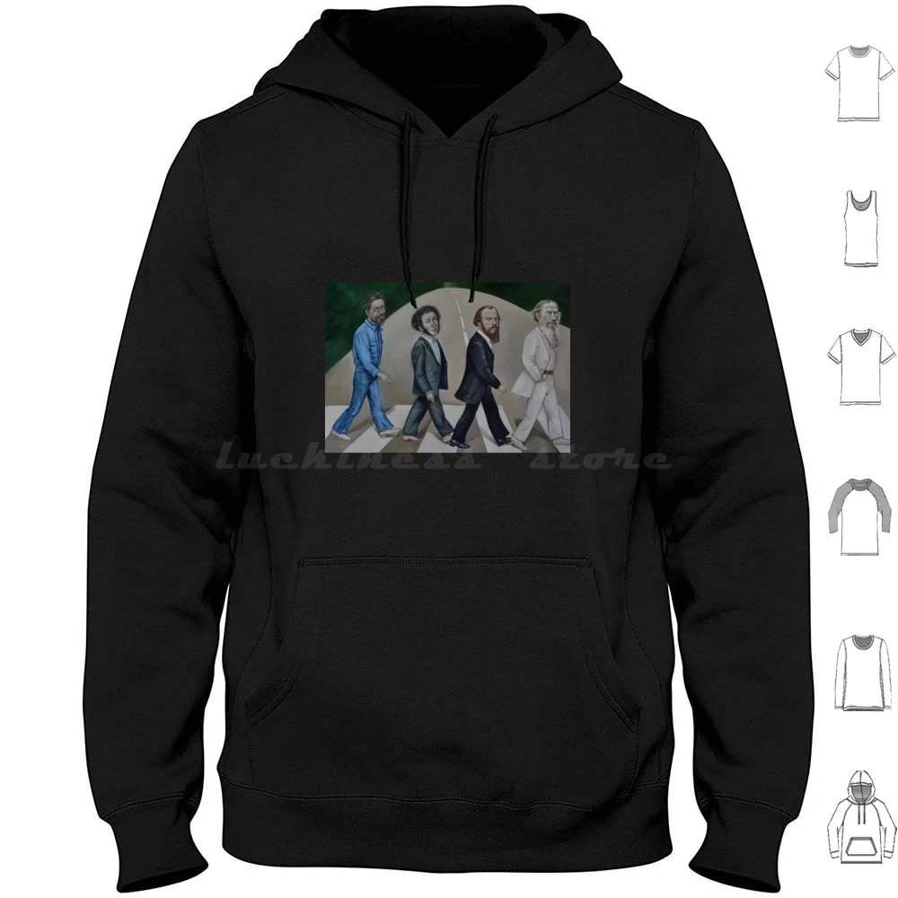 Tolstoy , Dostoevsky , Pushkin And Chekhov-Russian Authors Hoodie cotton Long Sleeve Tolstoy Leo Tolstoy Fyodor Dostoevsky