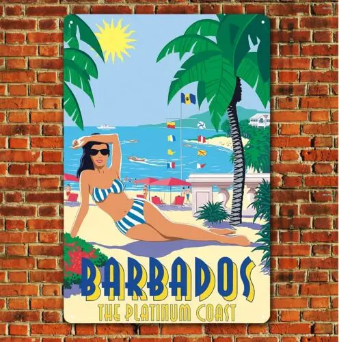 Barbados Collectable Travel Destination Metal Poster 20x30cm Tin Sign