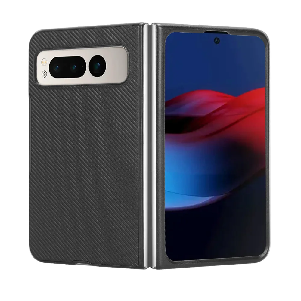 Luxury Fold Carbon Fiber Slim PU Leather and PC Back Cover For Google Pixel Fold 7.6 inch Fall prevention Solid color Phone Case