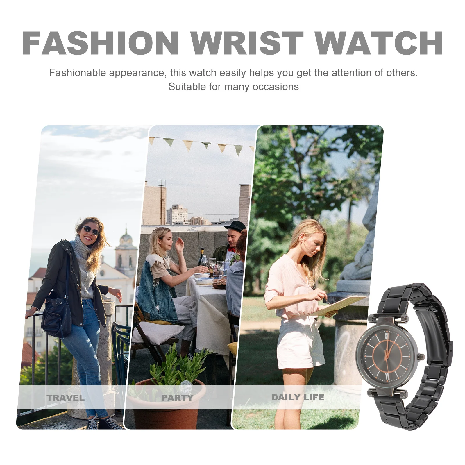 ساعة كوارتز نسائية بحزام ساعة يد للاستخدام اليومي في الأعمال الترفيهية، ساعة نسائية عصرية هدية مزخرفة