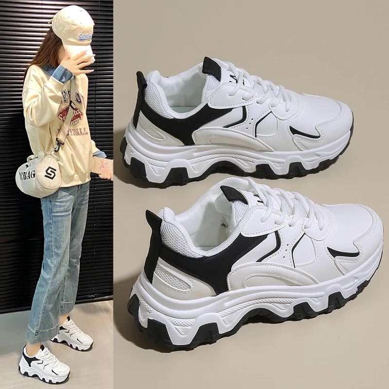 

Women Shoes 2025 New Autumn Trendy Brand Torre Female Thick Sole Increased Casual Flow Reflective Sports Running Trendy Shoes