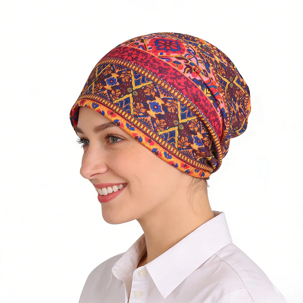 Musterhut im Ethno-Stil, Beanie-Mütze, Skullcap, Kopfbedeckung, Hut – Detail 12