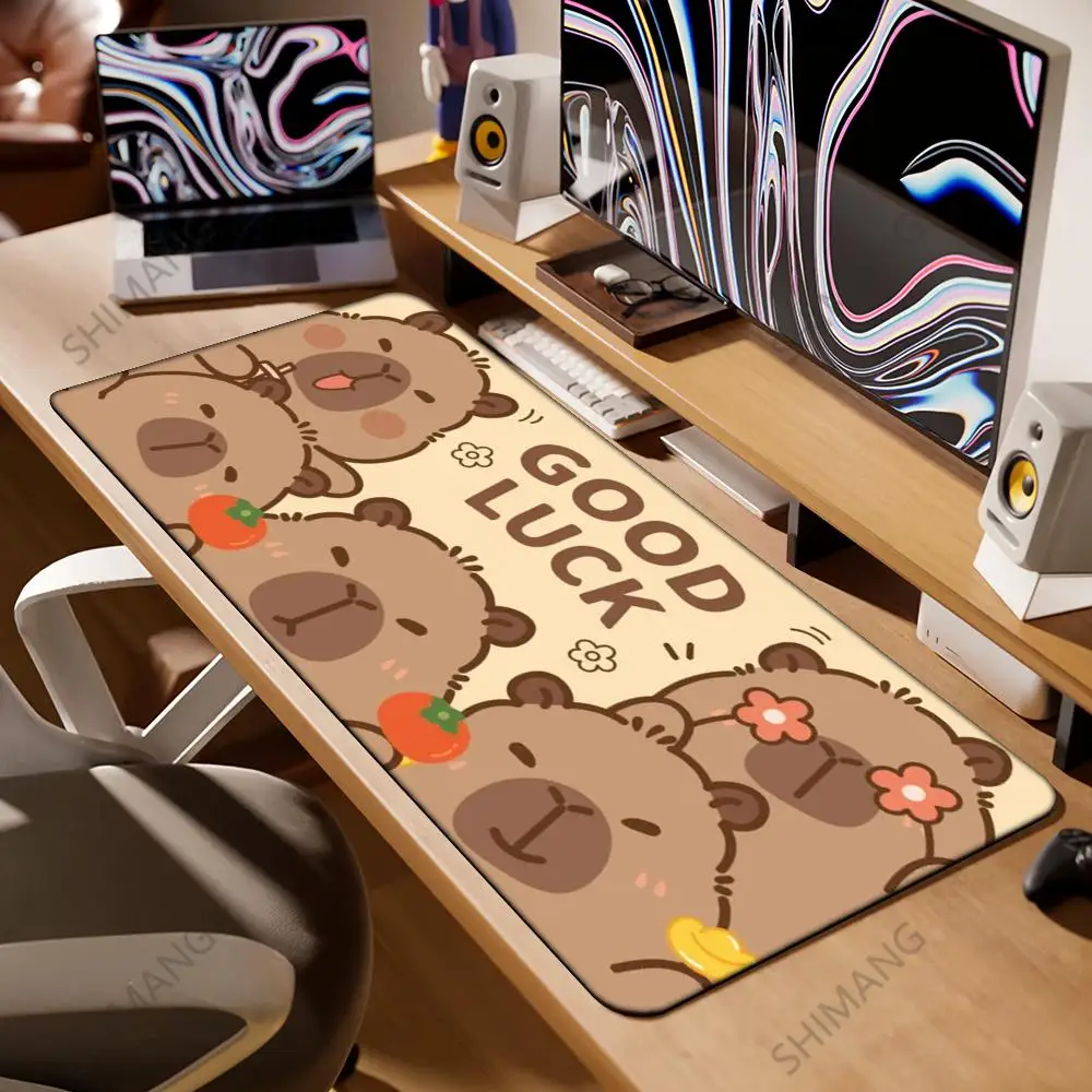 

Capybara Cute Mouse Pad 1000x 500 Computer Desk Mat 3mm thick Super Big Large All Size Lock Edge Creative Rubber Keyboard Mat