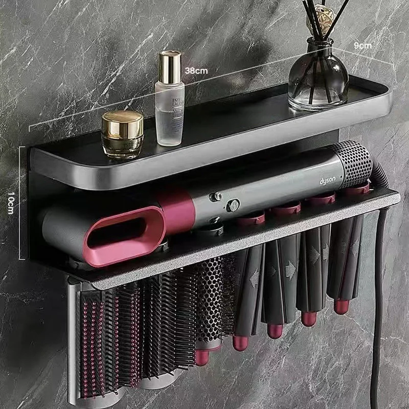 for Dyson Hair Curler Storage Rack Holder Hair Dryer Storage Hair Styler Holder Wall Hanging Free Hole Shelf Bathroom Accessorie